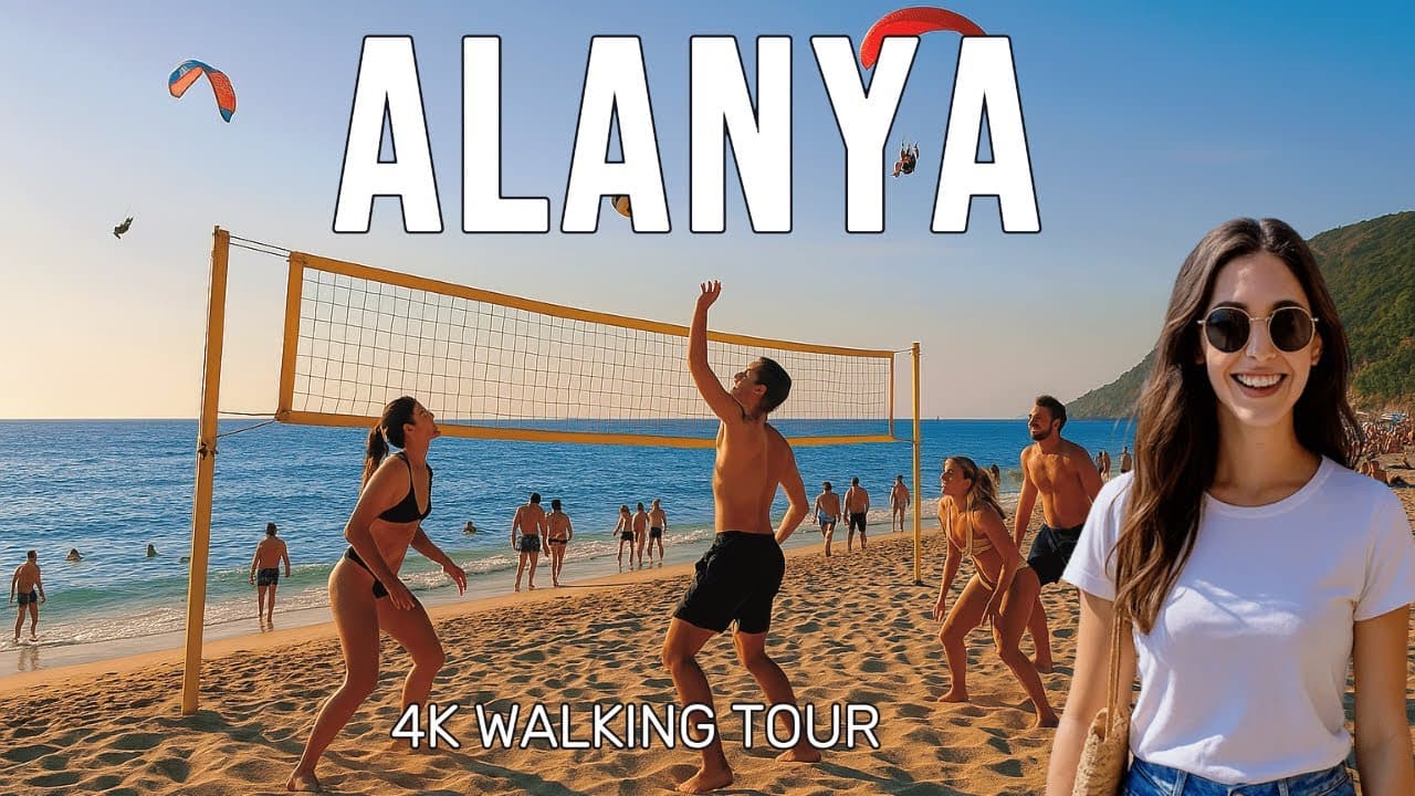 Alanya Kleopatra Beach Walking Tour 4K 60fps - Turkish Riviera Dreams