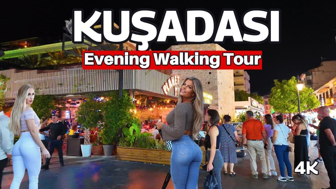 Exploring Kuşadası at NIGHT in 4K - Walking Tour
